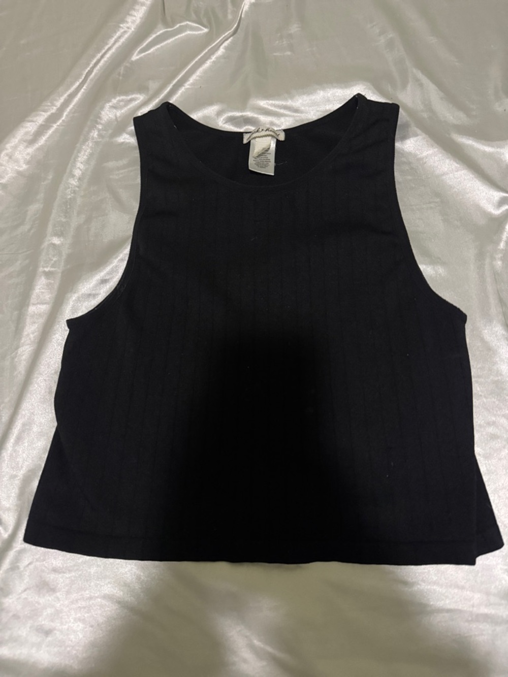 Derek Heart Black Ribbed Cropped Tank